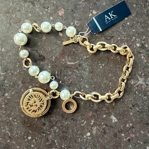 Anne Klein Gold Bracelet with Pearl Accents